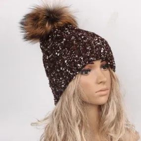 5 Hot Sales Faux Fur Knitted Hats Women  Warm Skullies & Beanies Hats For Women Hat Fashion Female Caps bonnet femme SM6