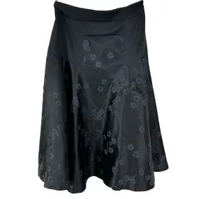 Alexander McQueen Brand New Black Floral Silk & Wool Midi Skirt S