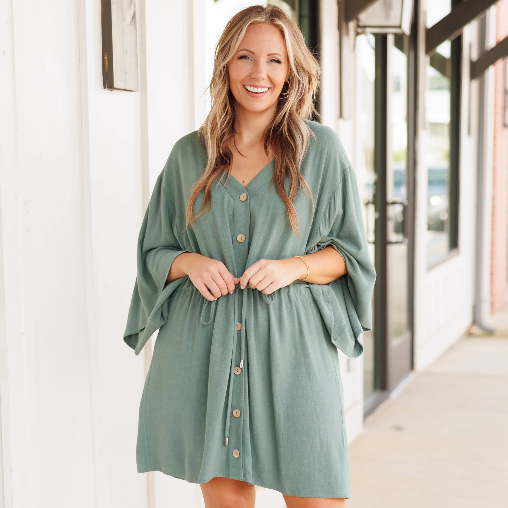 All Season Long Dress, Dark Sage