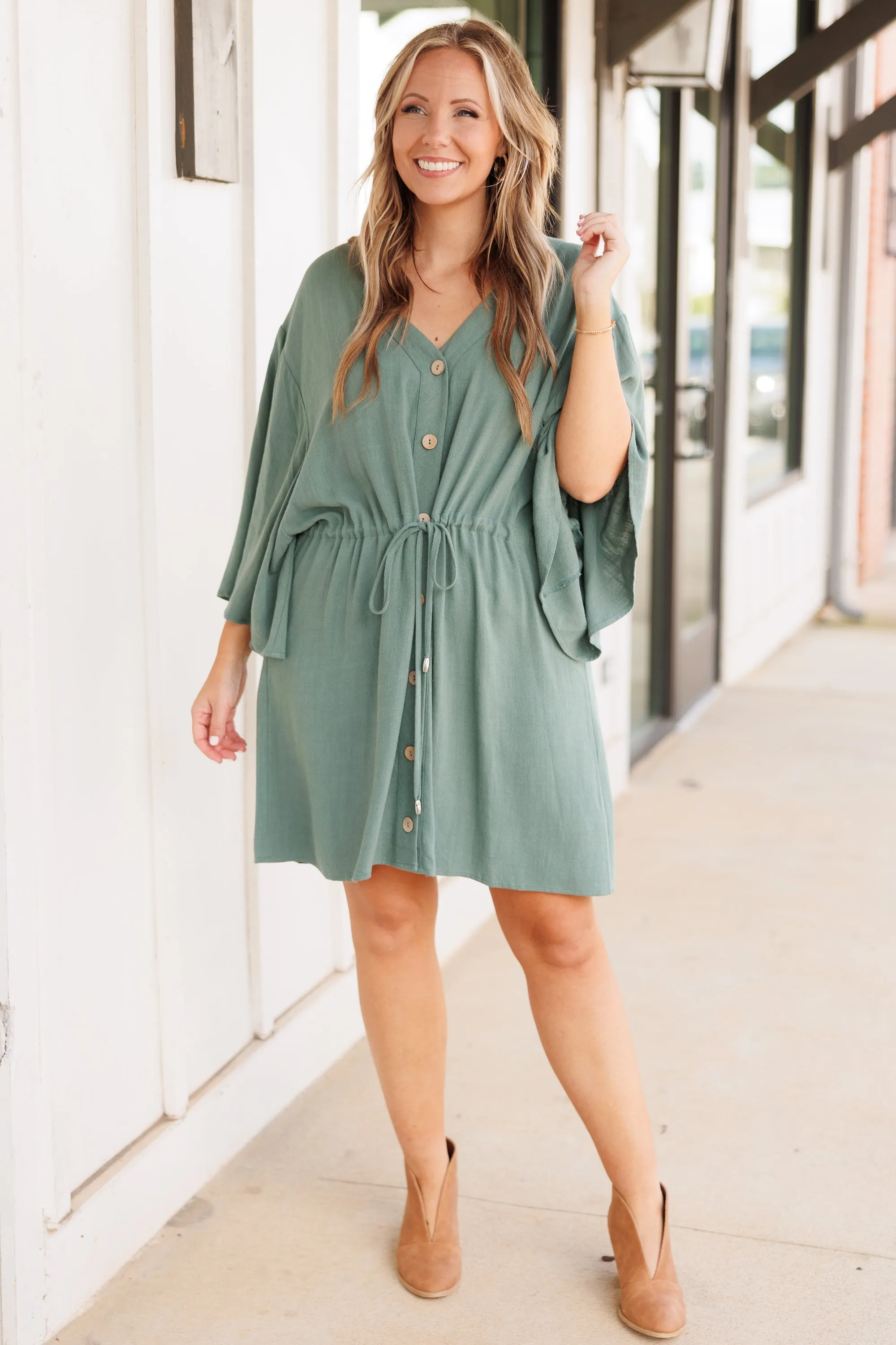 All Season Long Dress, Dark Sage