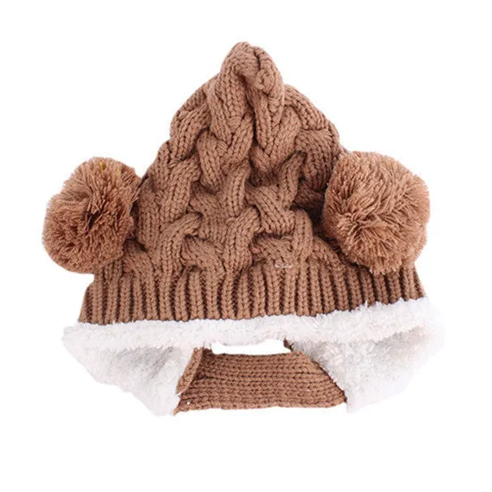 Baby Hat 0-5Y Infant Unisex Multicolored Warm Knitted Hats Two Balls Cap Xmas SM6