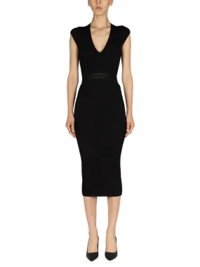 Balmain Cut-Out Knitted Midi Dress