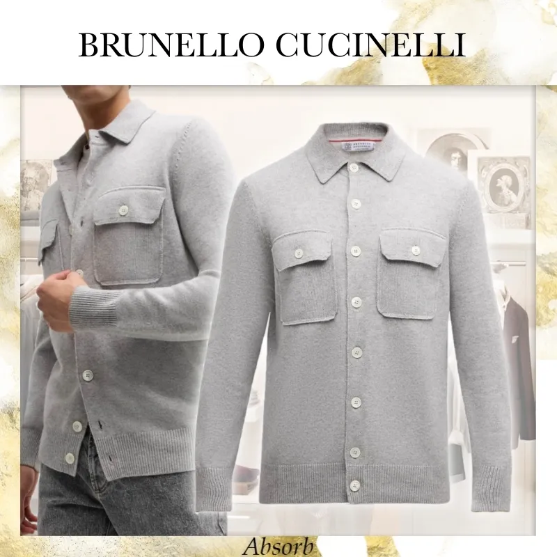 BRUNELLO CUCINELLI  |Cashmere Long Sleeves Plain Oversized Shirts