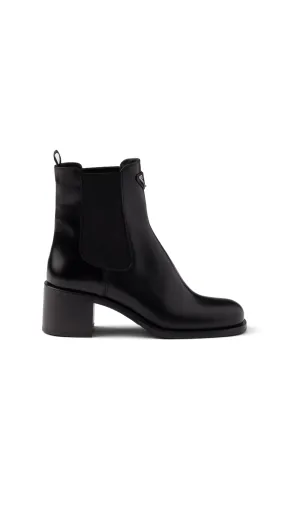 Brushed Leather Booties - Black