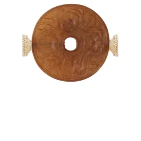 Carved Light Brown Jade Floral Medallion