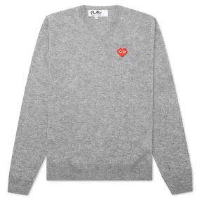 Comme des Garcons PLAY x the Artist Invader V-Neck Pullover - Top Grey