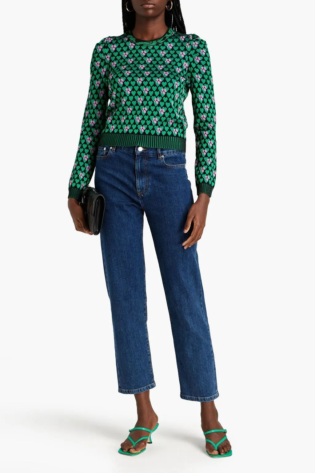 DIANE von FURSTENBERG  |Crew Neck Heart Casual Style Wool Rib Street Style