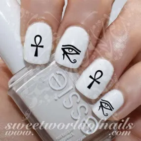 Egyptian Nail Art Eye of Ra/ Horus Egyptian Cross Nail Water Decals Transfers Wraps