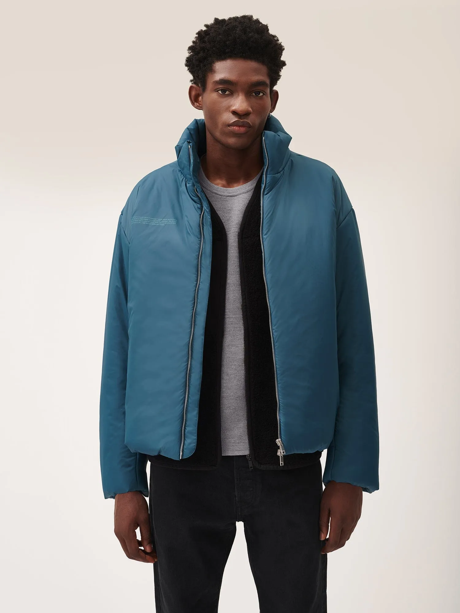 Flower-Warmth Puffer Jacket—Storm Blue