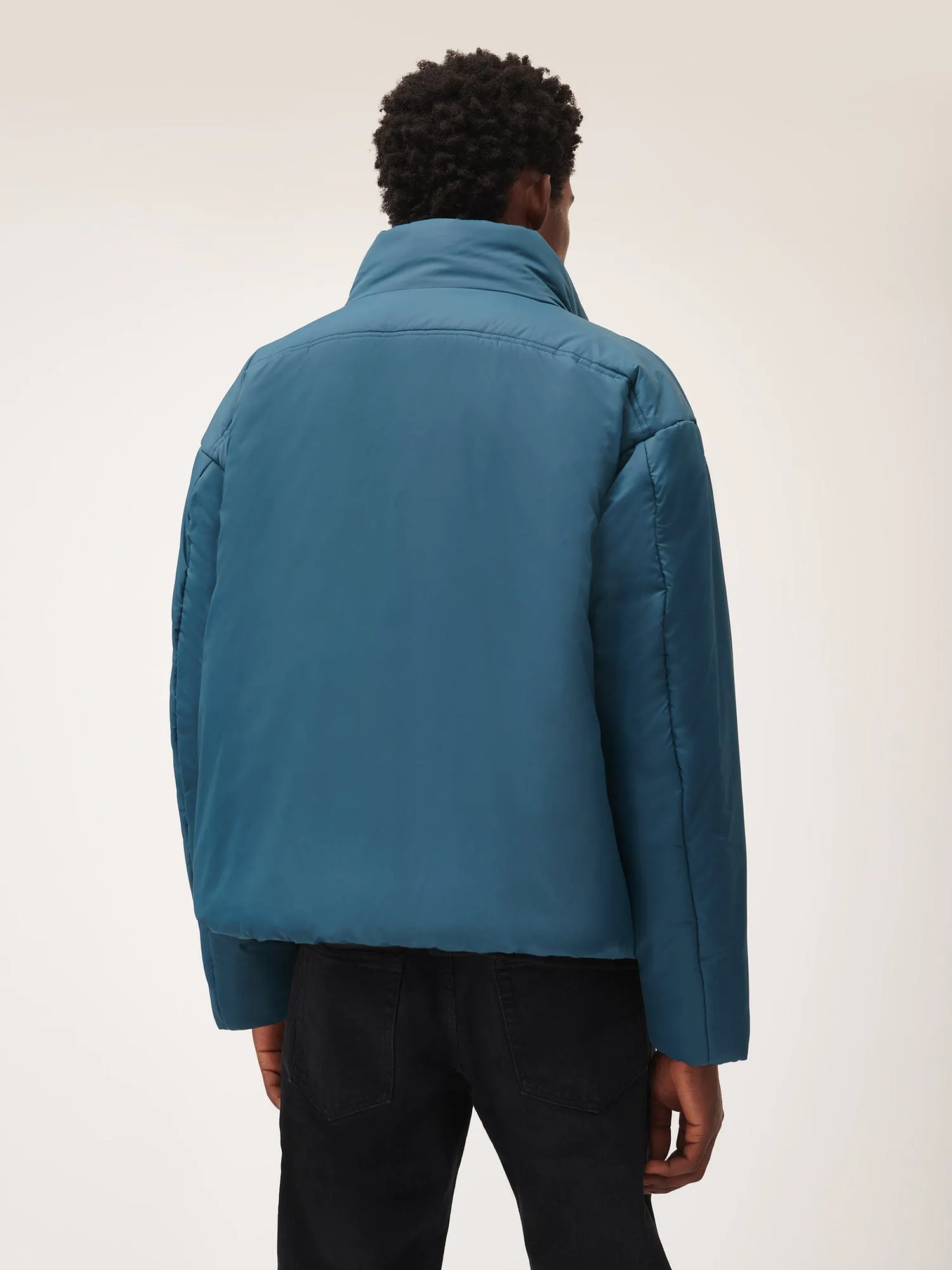 Flower-Warmth Puffer Jacket—Storm Blue