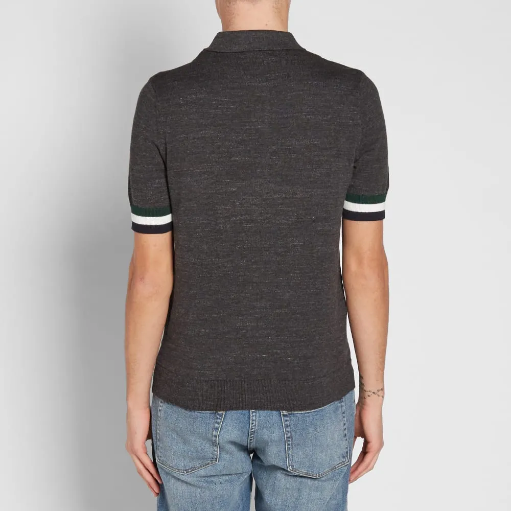 Fred Perry Stripe Cuff Knitted PoloCharcoal