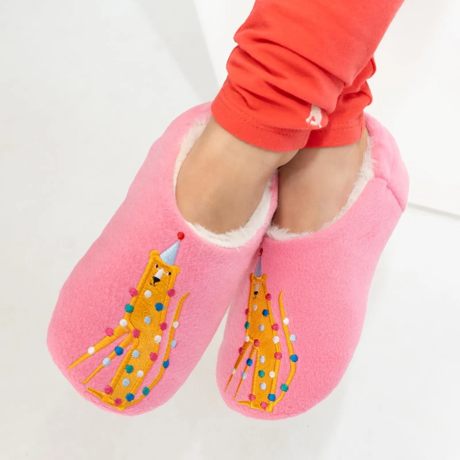 Joules Girls Pink Fluffy Warm Slippers