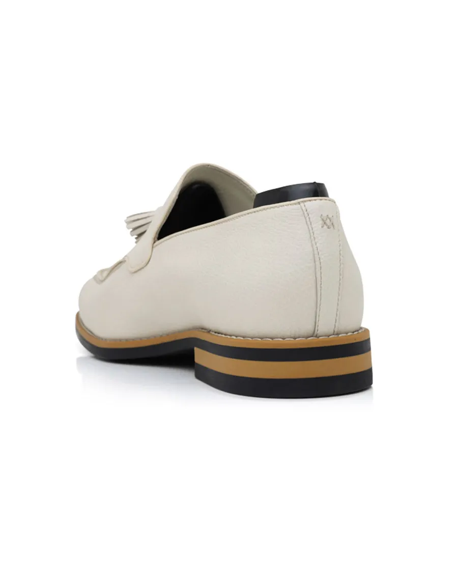 Leather Tassel Loafer in Panna