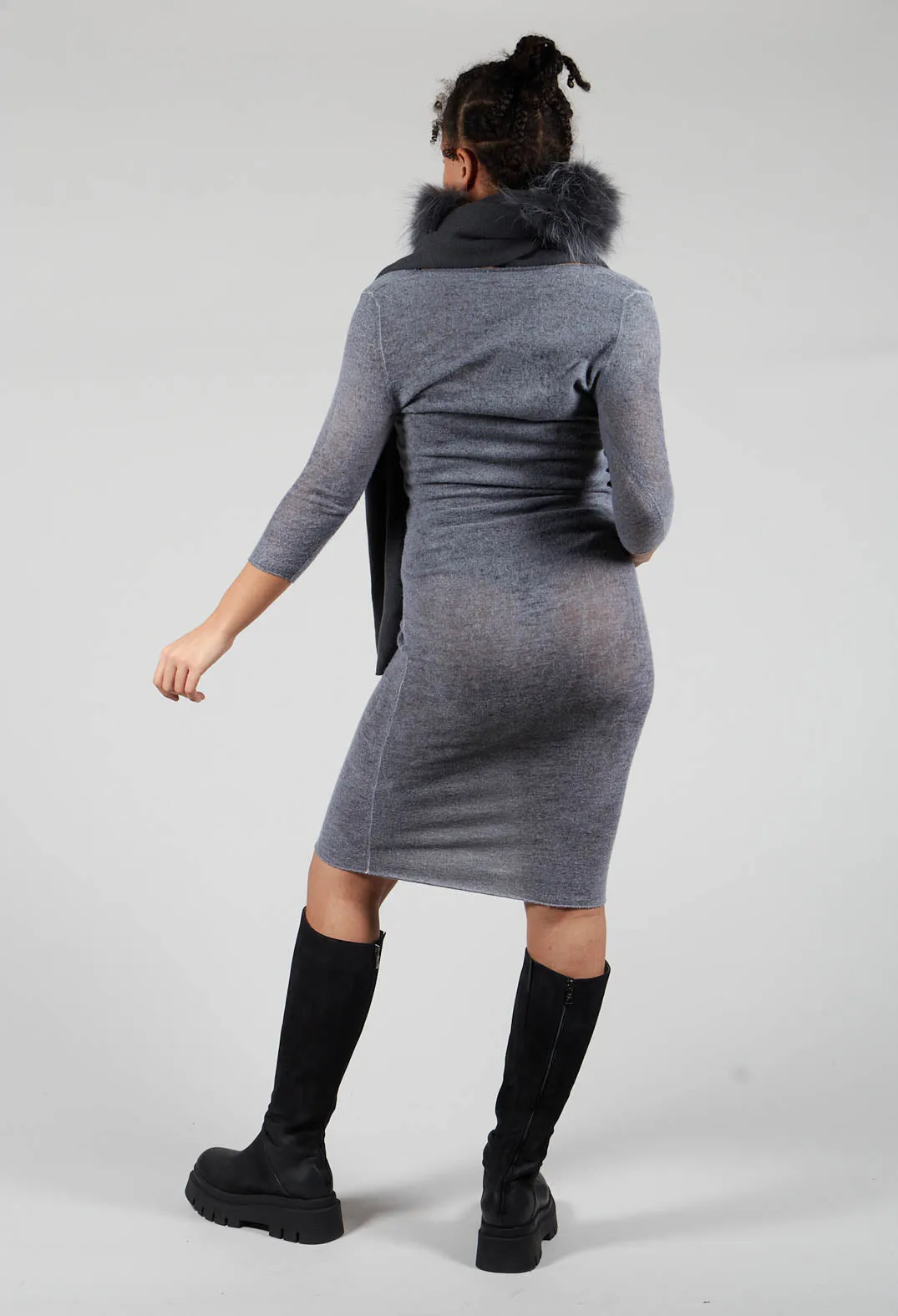 Long Jersey Fitted Dress in Grey