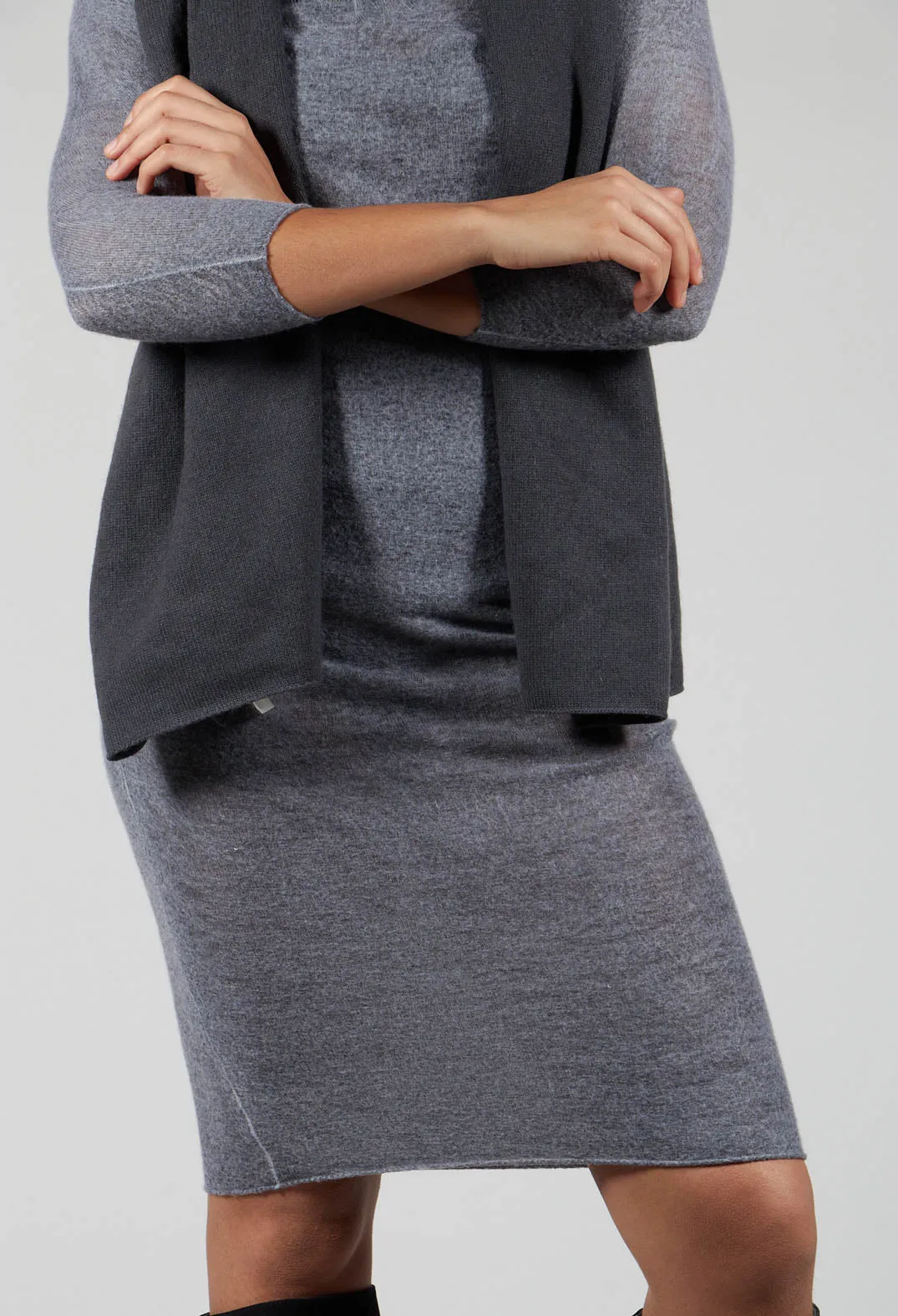 Long Jersey Fitted Dress in Grey