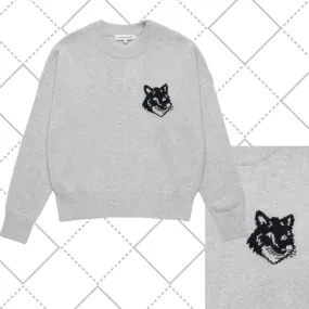 MAISON KITSUNE  |Crew Neck Casual Style Wool Long Sleeves Party Style