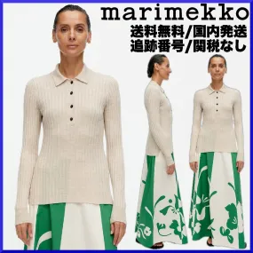 marimekko  |Casual Style Wool Rib Long Sleeves Plain Office Style