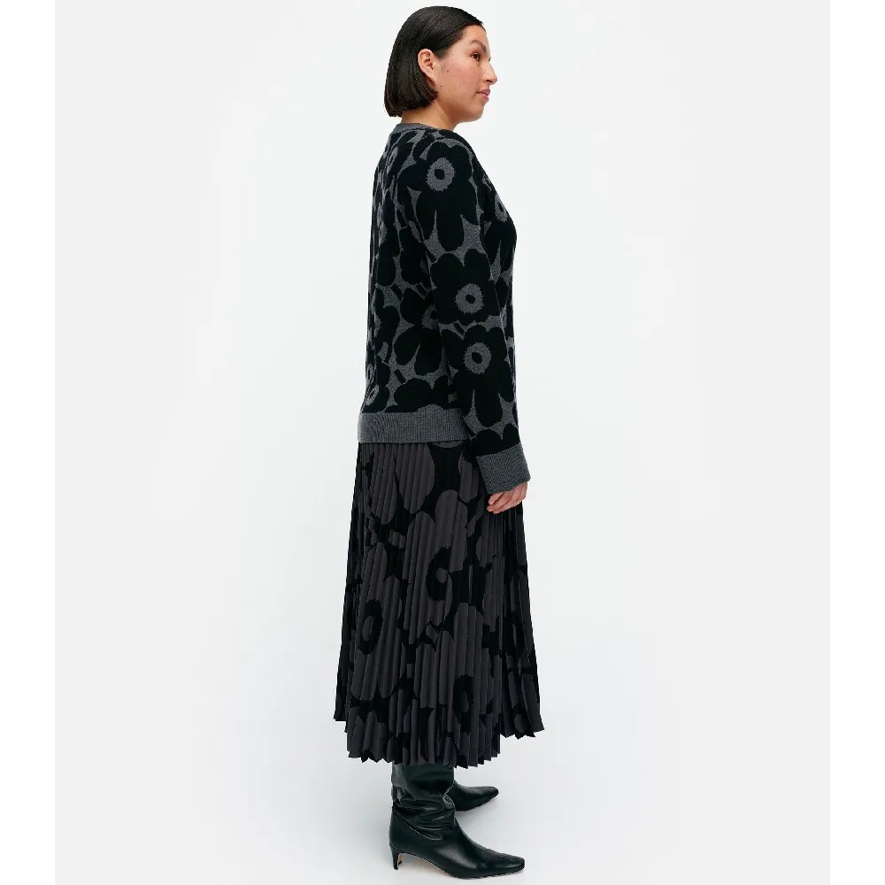 marimekko  |Crew Neck Flower Patterns Casual Style Wool Rib Long Sleeves