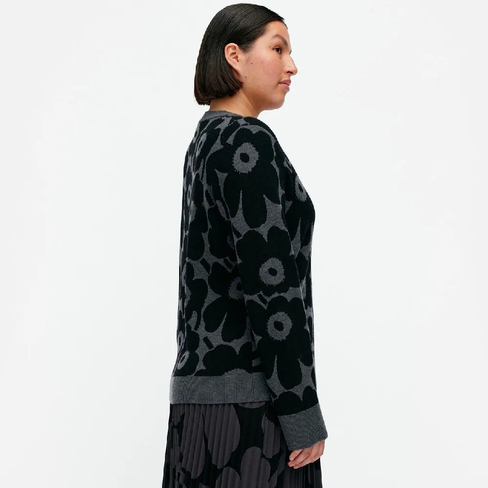 marimekko  |Crew Neck Flower Patterns Casual Style Wool Rib Long Sleeves