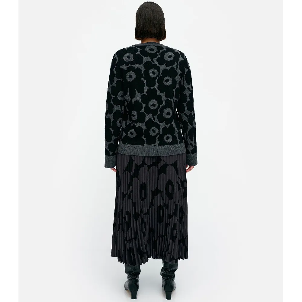 marimekko  |Crew Neck Flower Patterns Casual Style Wool Rib Long Sleeves