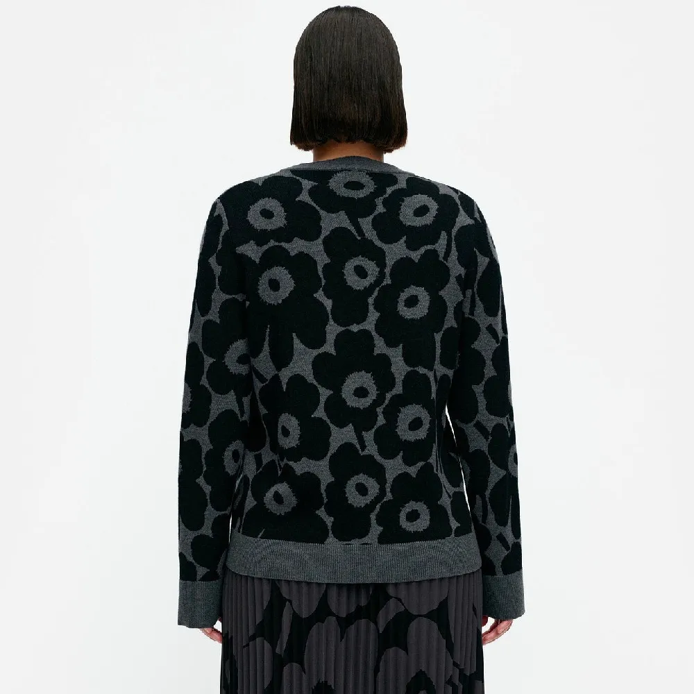 marimekko  |Crew Neck Flower Patterns Casual Style Wool Rib Long Sleeves