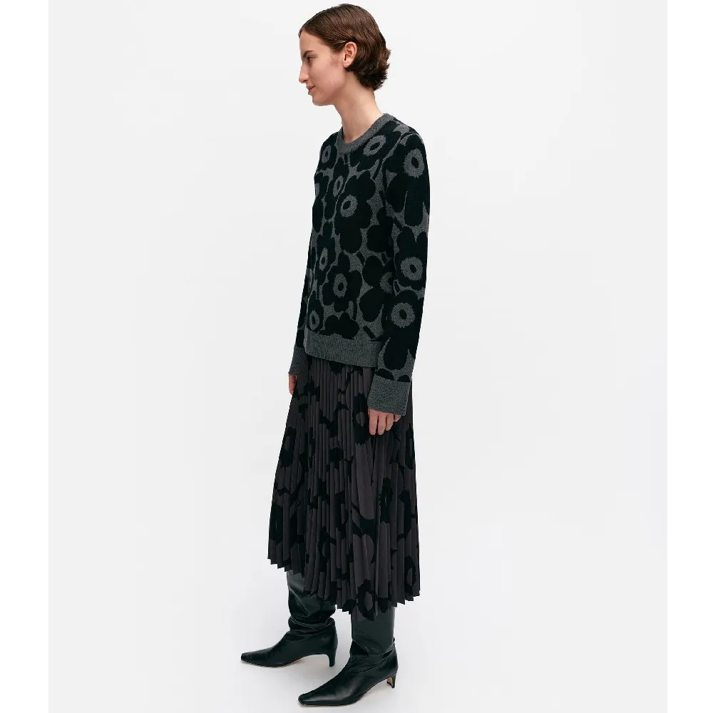 marimekko  |Crew Neck Flower Patterns Casual Style Wool Rib Long Sleeves