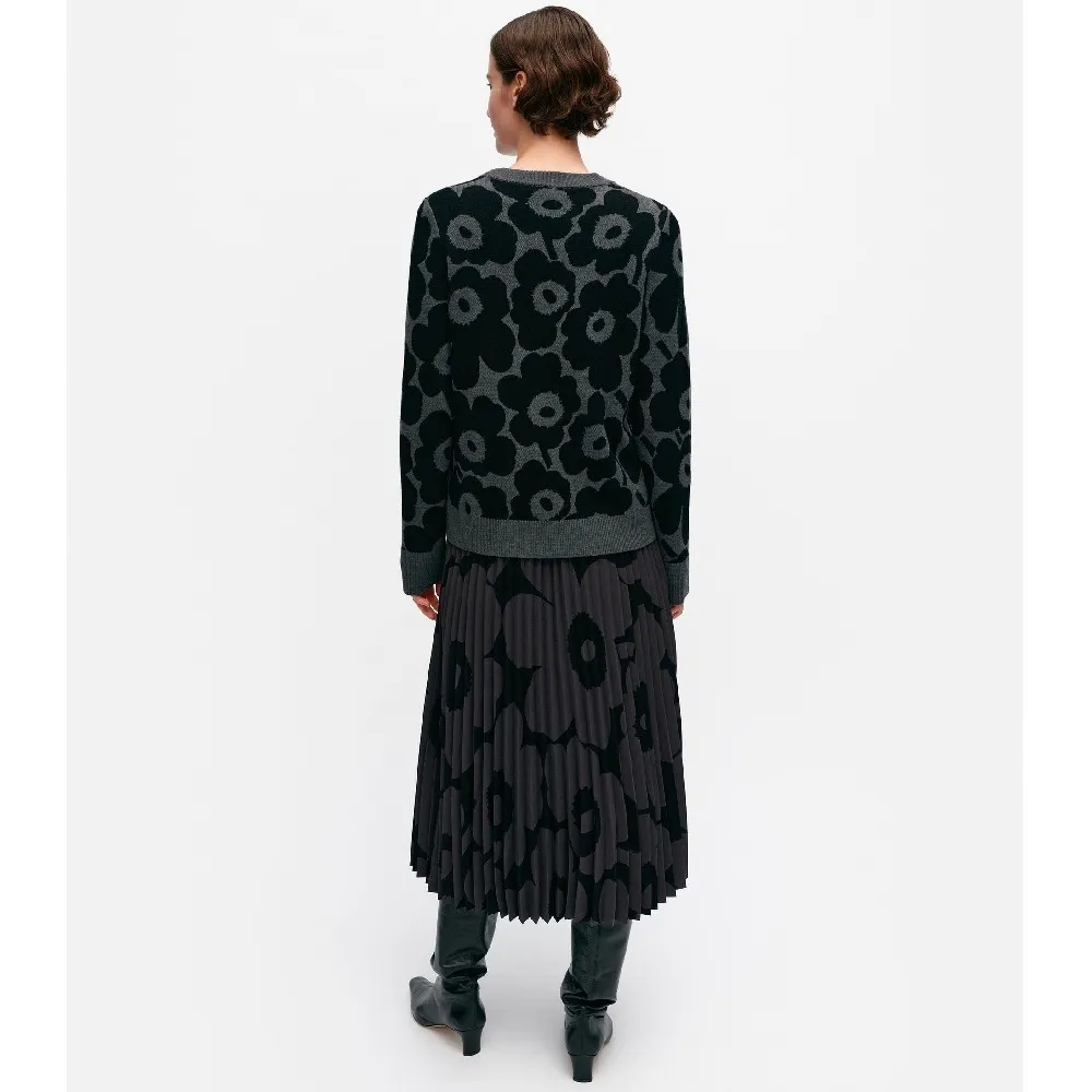 marimekko  |Crew Neck Flower Patterns Casual Style Wool Rib Long Sleeves