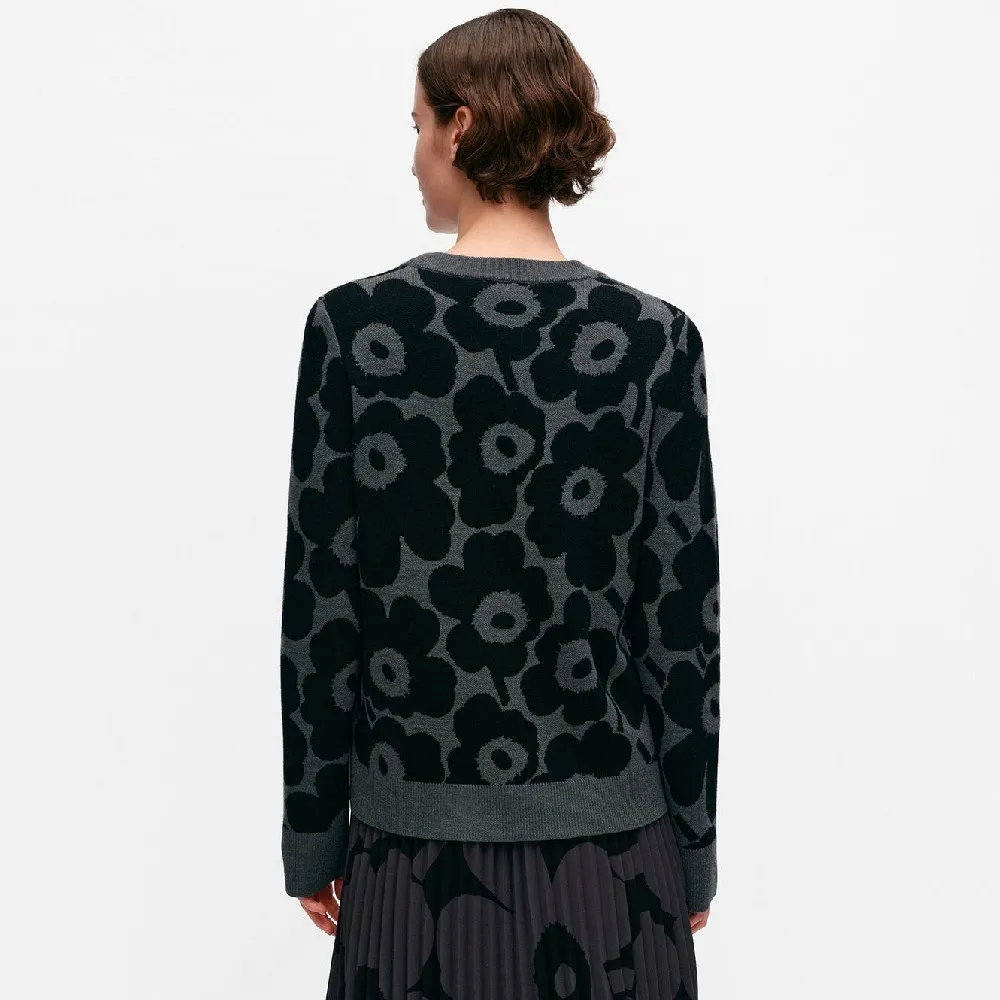 marimekko  |Crew Neck Flower Patterns Casual Style Wool Rib Long Sleeves