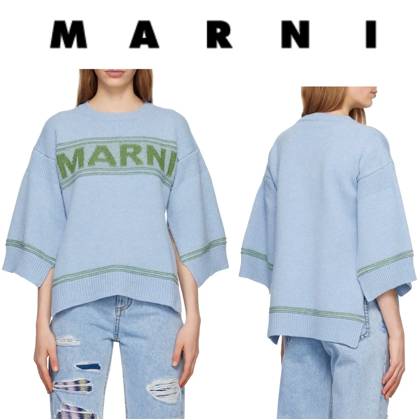 MARNI  |Crew Neck Casual Style Wool Plain Short Sleeves Office Style