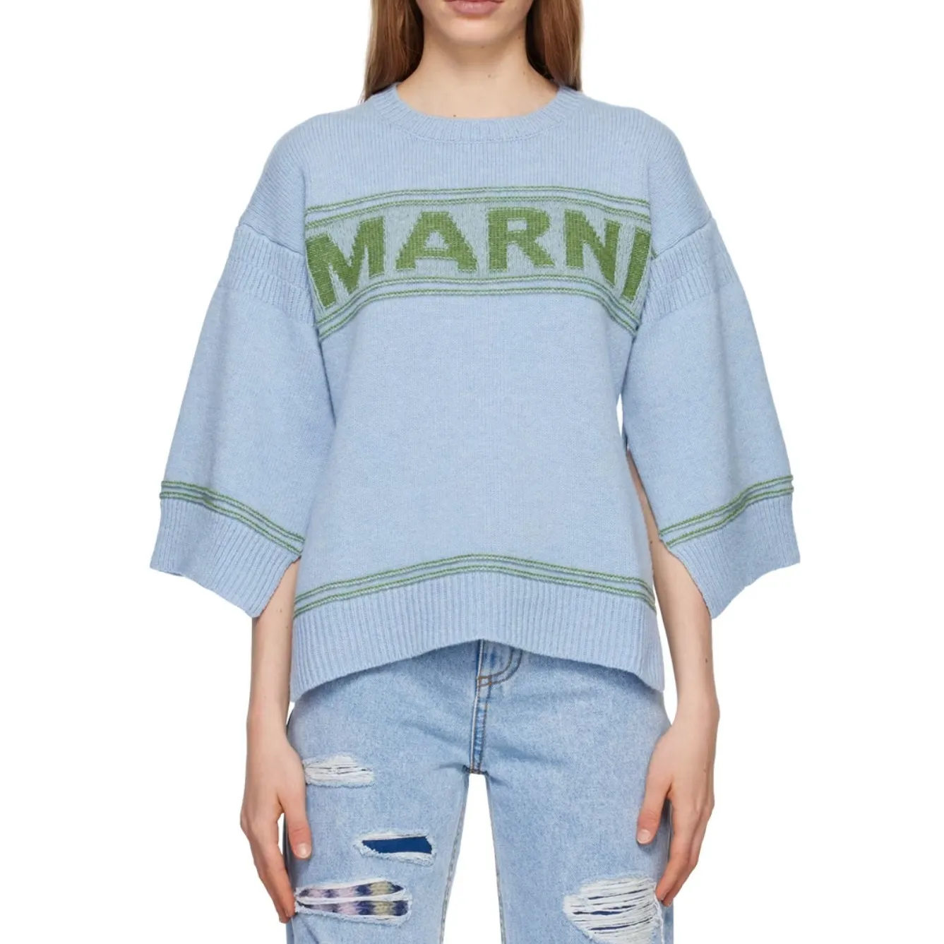 MARNI  |Crew Neck Casual Style Wool Plain Short Sleeves Office Style