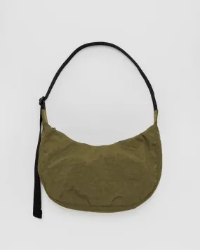 Medium Nylon Crescent Bag in Seaweed