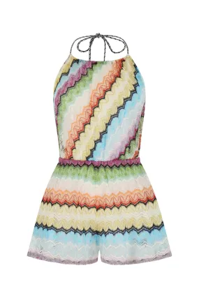 Missoni Halterneck Knitted Open Back Playsuit