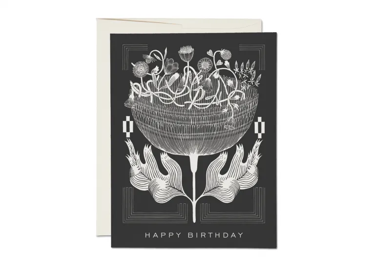 Notecard Happy Birthday (Black and White)