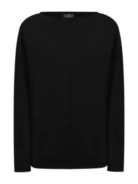 Pullover con scollo a barchetta in Cashmere Blend - Nero