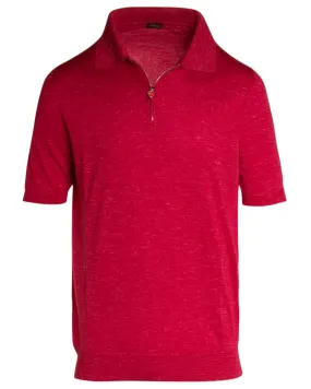 Red Short Sleeve Zip Polo