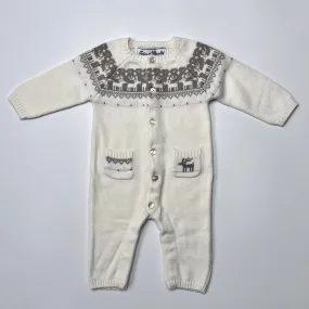 Tartine et Chocolat Nordic Style Intarsia Knitted Romper: 1 Month