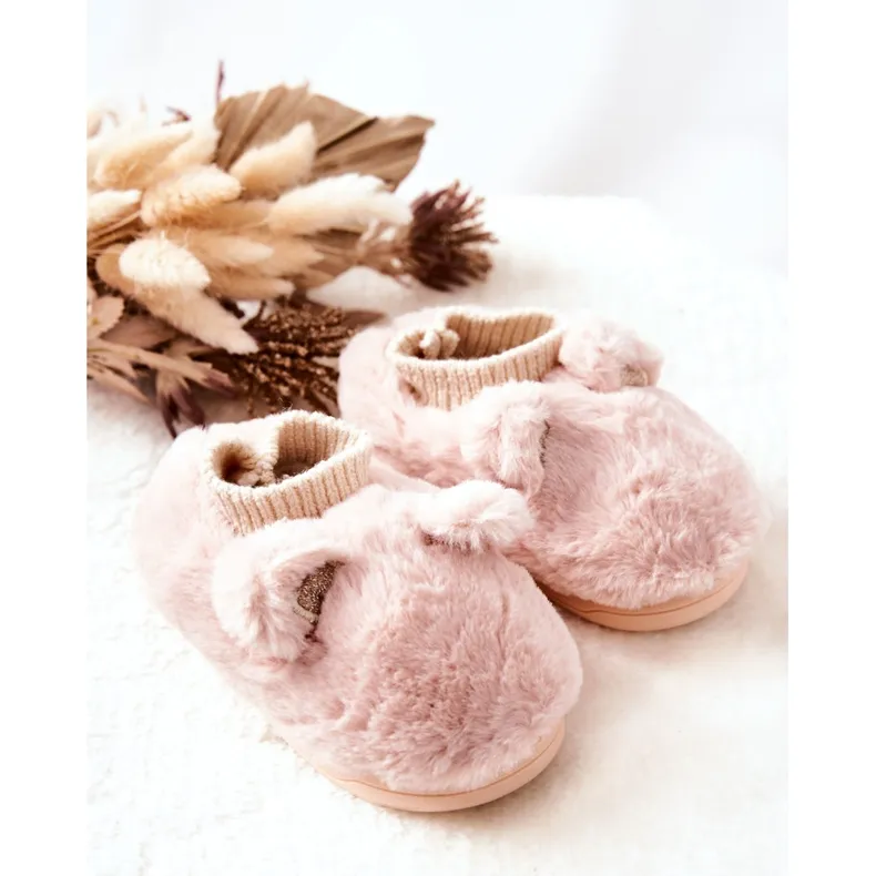 WJ1 Warm Slippers With Ribbed Light pink Dessi beige