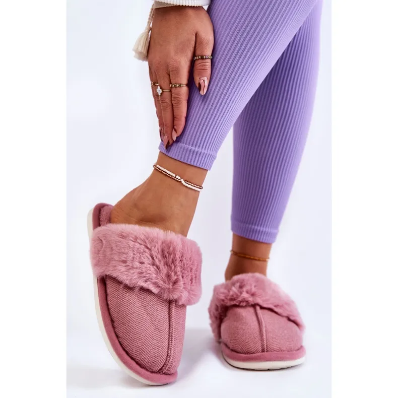 Women's Warm Slippers With Fur Dark pink Franco