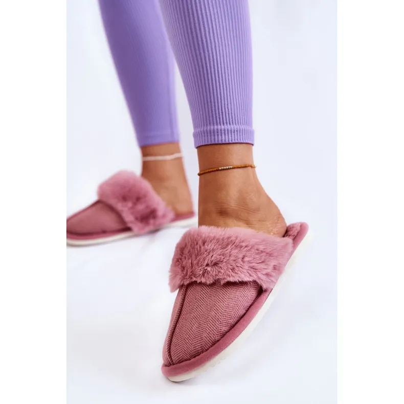 Women's Warm Slippers With Fur Dark pink Franco