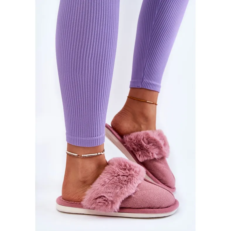 Women's Warm Slippers With Fur Dark pink Franco