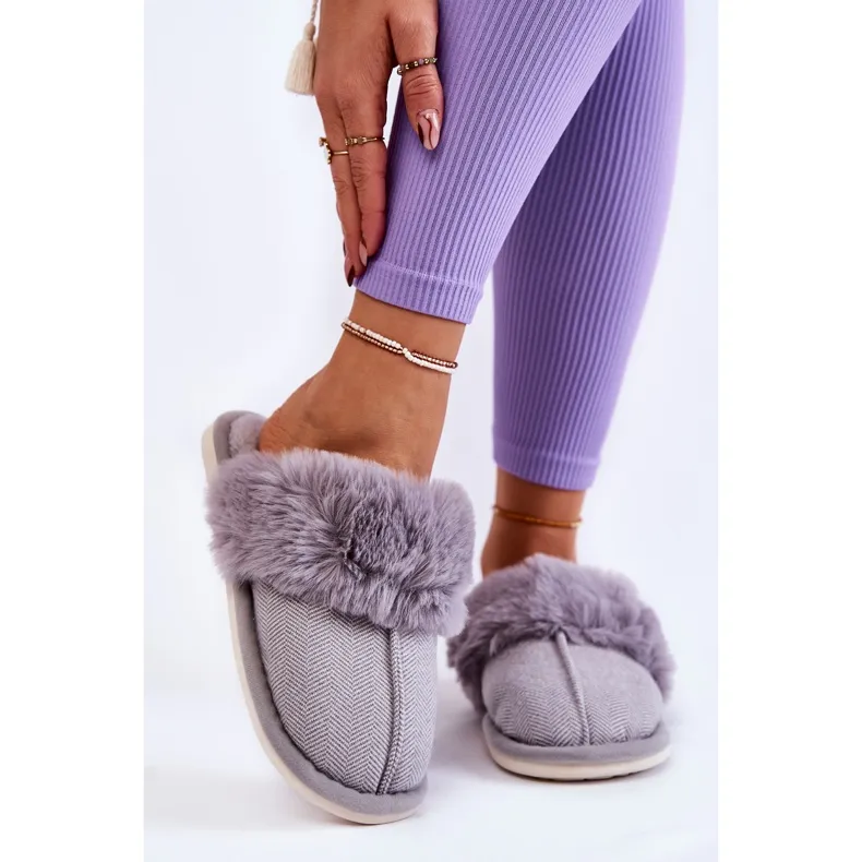 Women's Warm Slippers With Fur Franco Gray grey