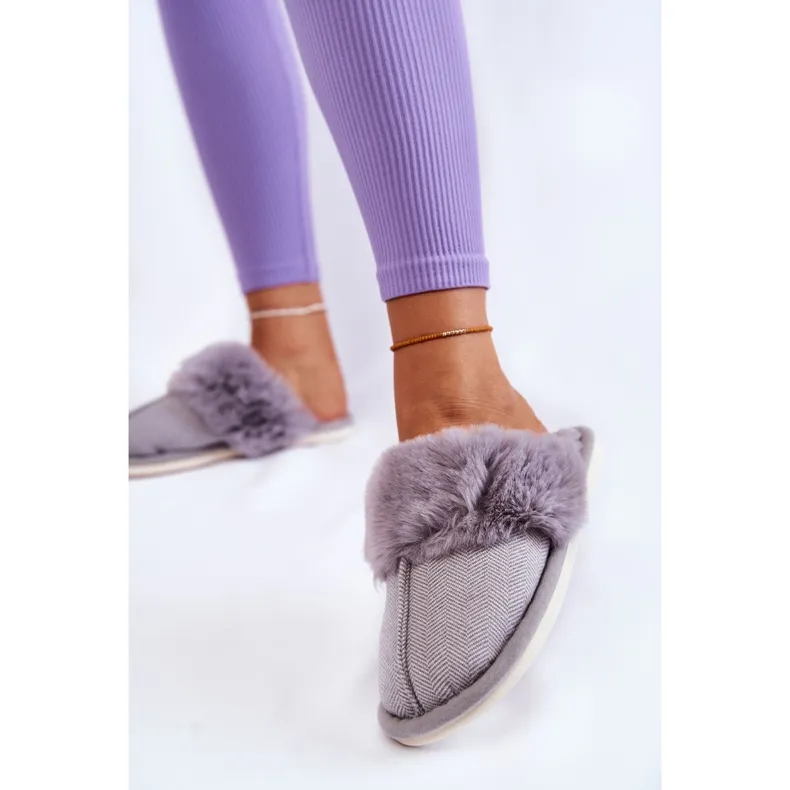 Women's Warm Slippers With Fur Franco Gray grey