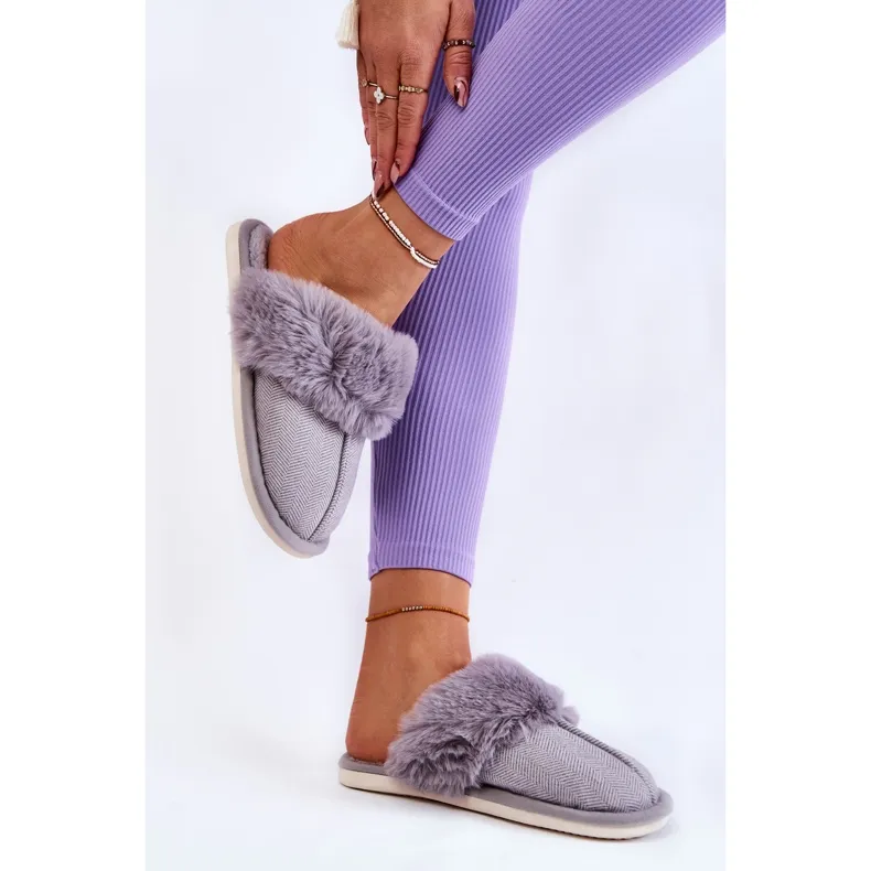 Women's Warm Slippers With Fur Franco Gray grey