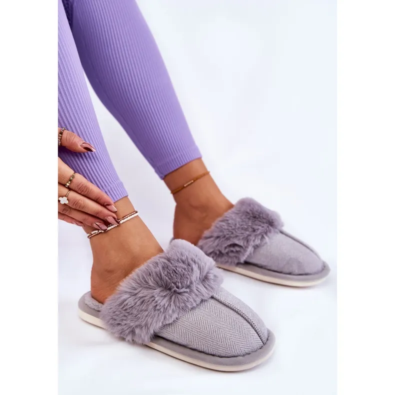 Women's Warm Slippers With Fur Franco Gray grey