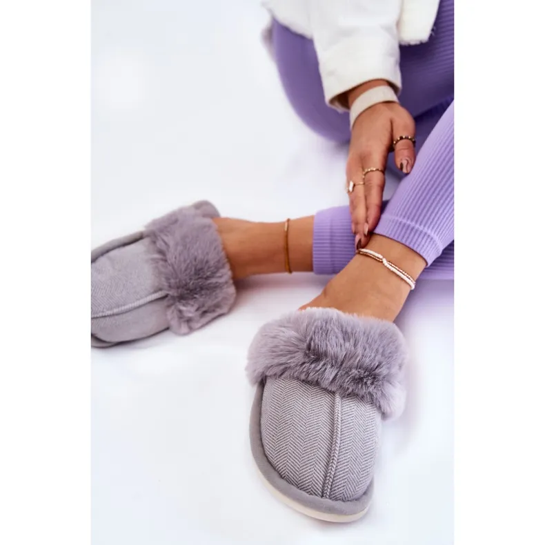 Women's Warm Slippers With Fur Franco Gray grey