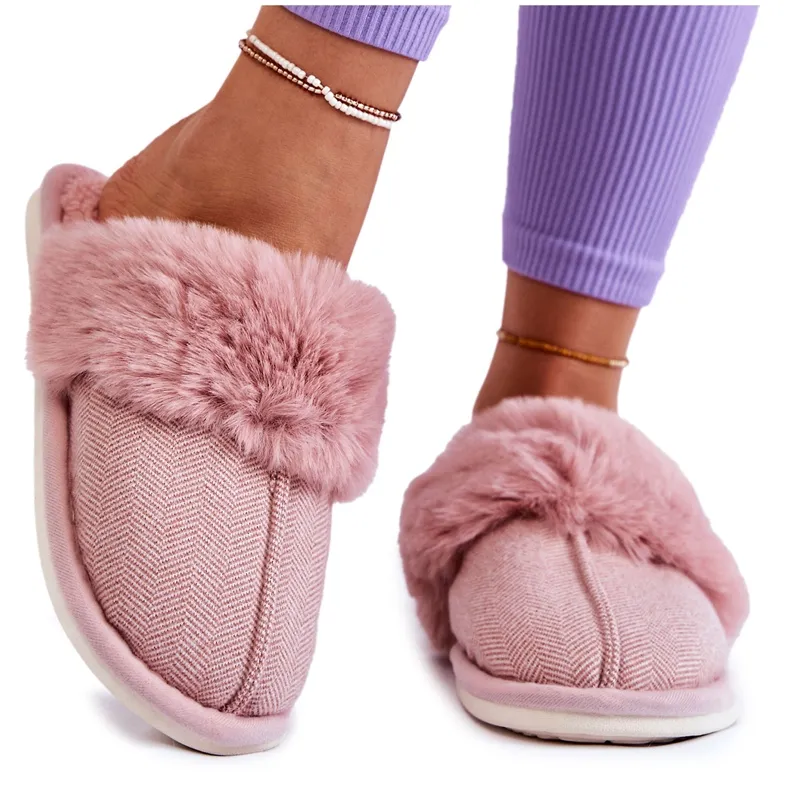 Women's Warm Slippers With Fur Light pink Franco