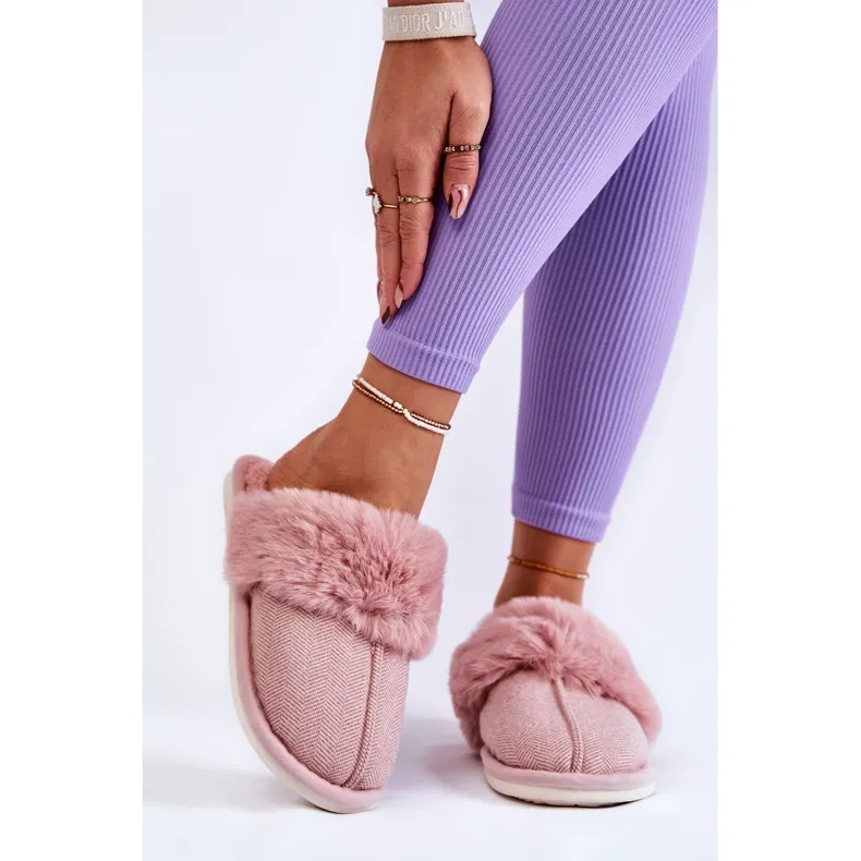 Women's Warm Slippers With Fur Light pink Franco