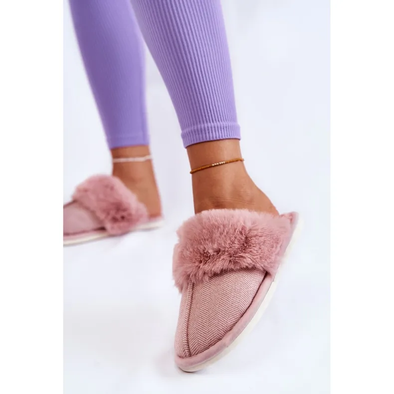 Women's Warm Slippers With Fur Light pink Franco