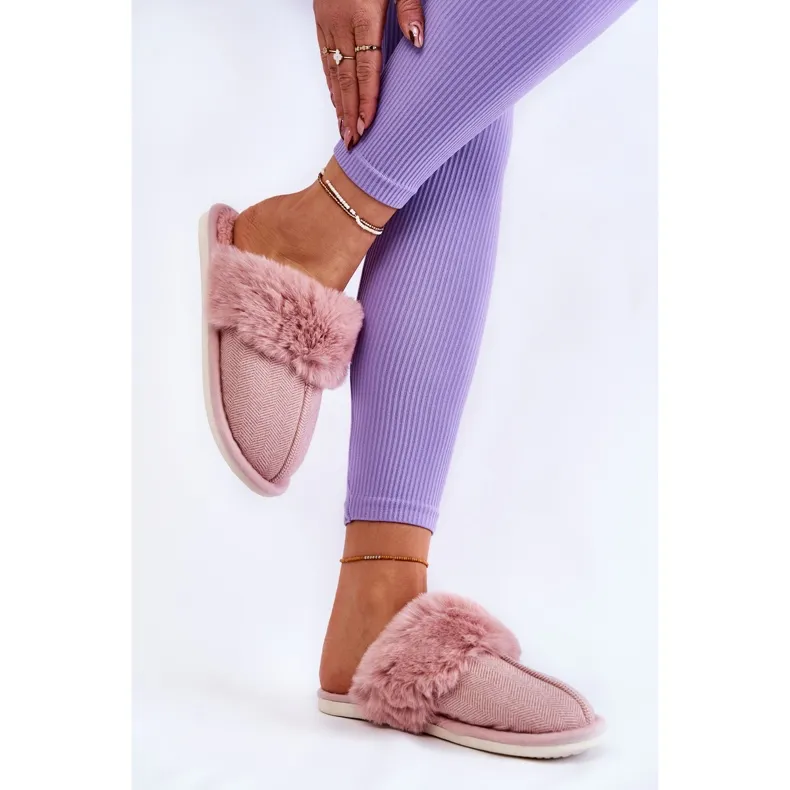 Women's Warm Slippers With Fur Light pink Franco