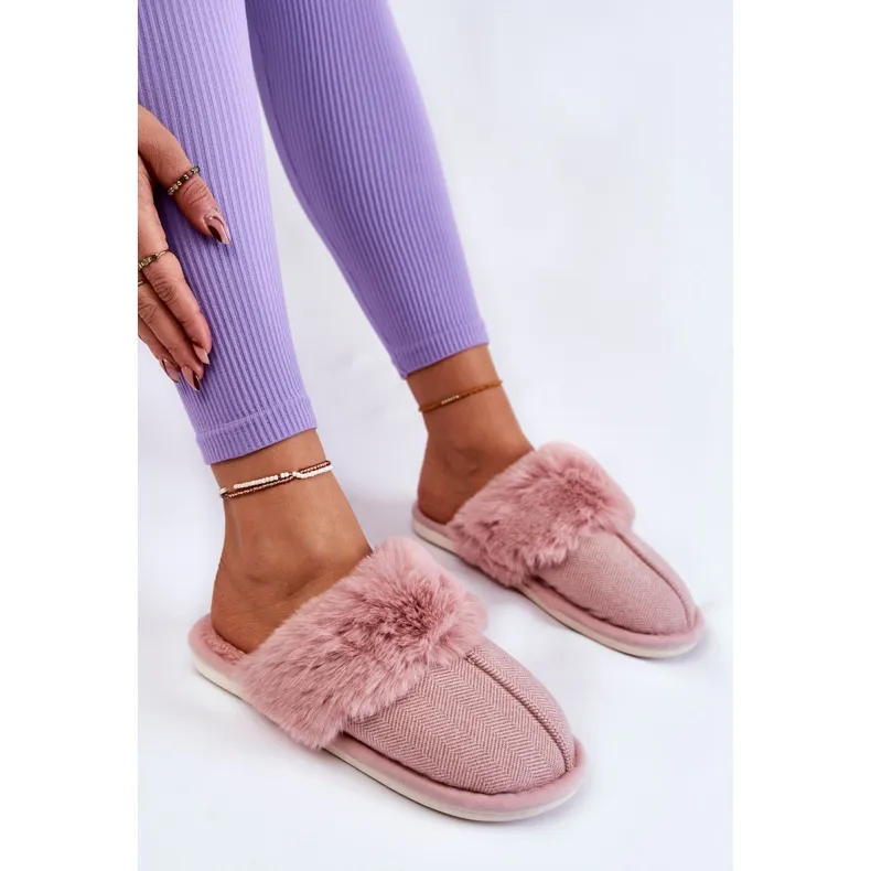 Women's Warm Slippers With Fur Light pink Franco